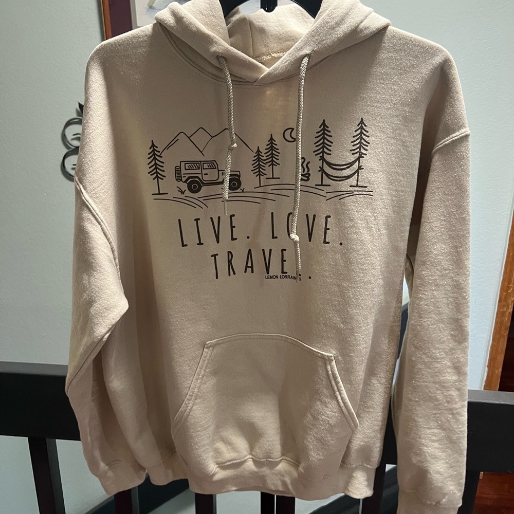 Gildan Cream Heavy Blend Hoodie “Live Love Travel” #186